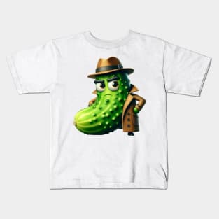 Cucumber Wearing Trench Coat Kids T-Shirt